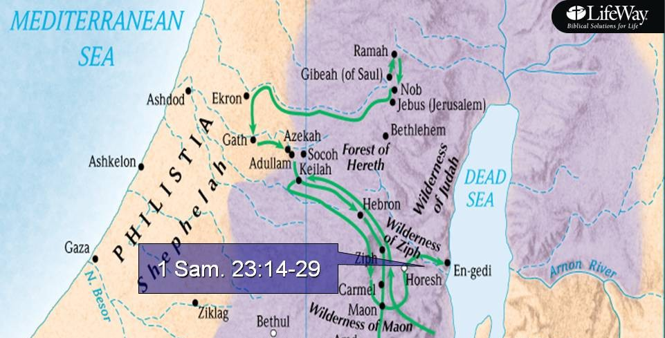 Map: David Flees from Saul - Explore the Bible